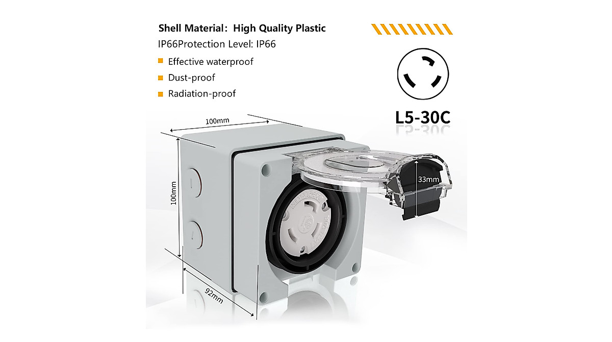 STARELO 30 Amp Locking Female Plug Box NEMA L14-30C Qatar