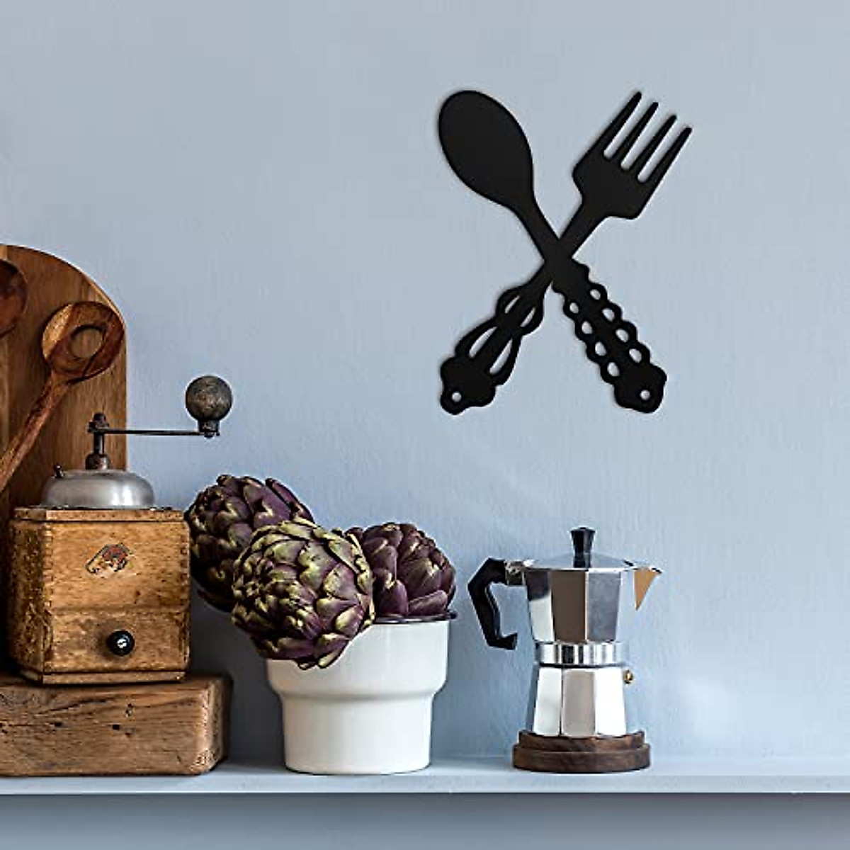 Rustic Fork Spoon Wall Decor for Farmhouse Kitchen