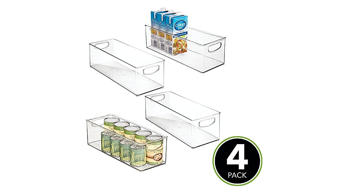 mDesign Stackable Kitchen Organizer - 4 Pack Food Storage Bins