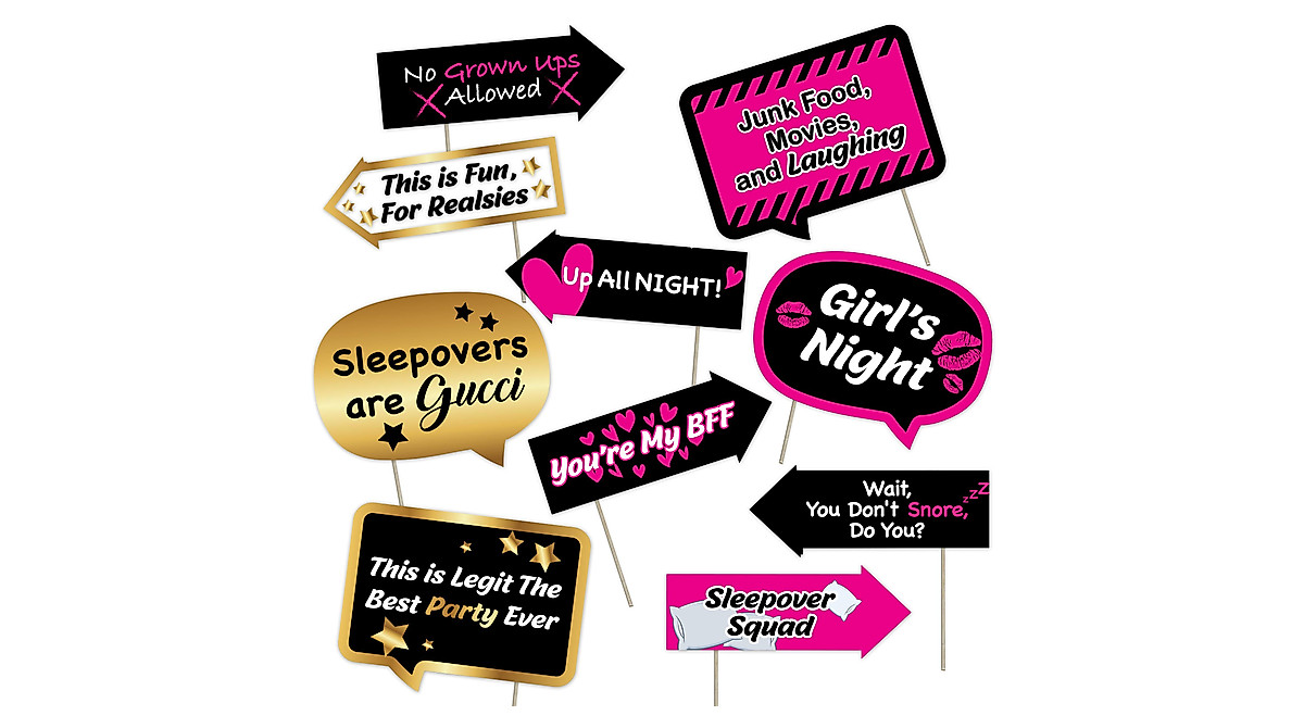 Slumber Party Decor Kit: Backdrop & Photo Booth Props for Girls