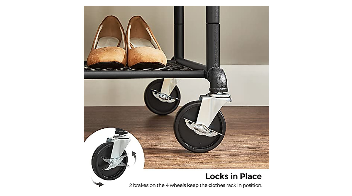 VASAGLE Rolling Clothes Rack - Industrial Style & Storage