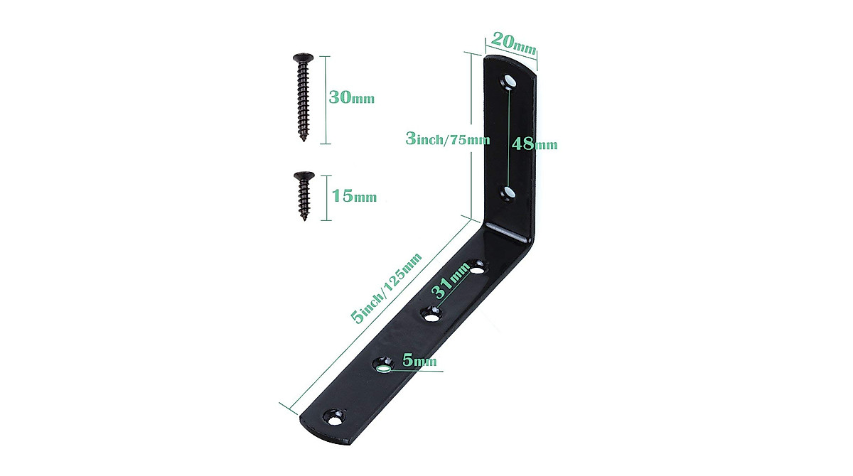L Brackets For Wood 6 PCS 90 Degree Angle L Shaped Shelf Bracket With 36 Pcs Screws And 12 Pcs Anchors,Corner Brace Joint Bracket Fastener, 5 X 3Inch Floating Shelves Bracket Support