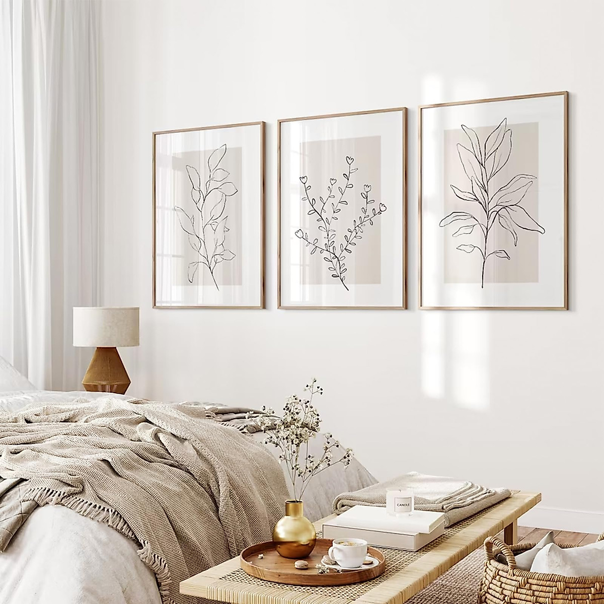 Neutral Botanical Wall Art Prints - Minimalist Boho Decor