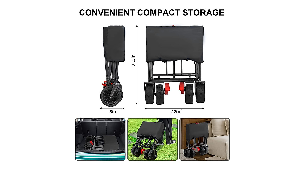 AUKAR Collapsible Wagon - Heavy Duty Utility Cart