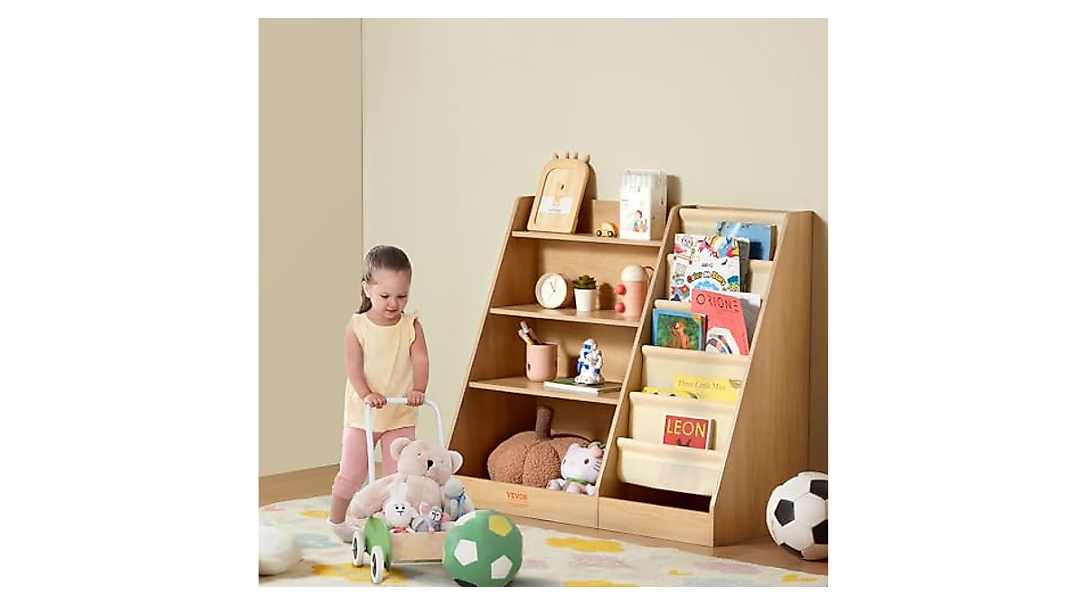 VEVOR Kids Bookshelf - 4-Tier Storage Organizer