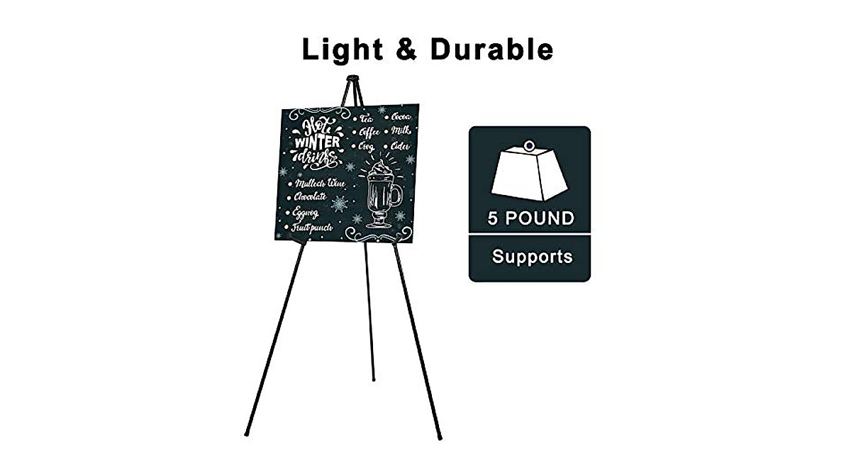Lightweight Black Folding Tripod Easel for Displays