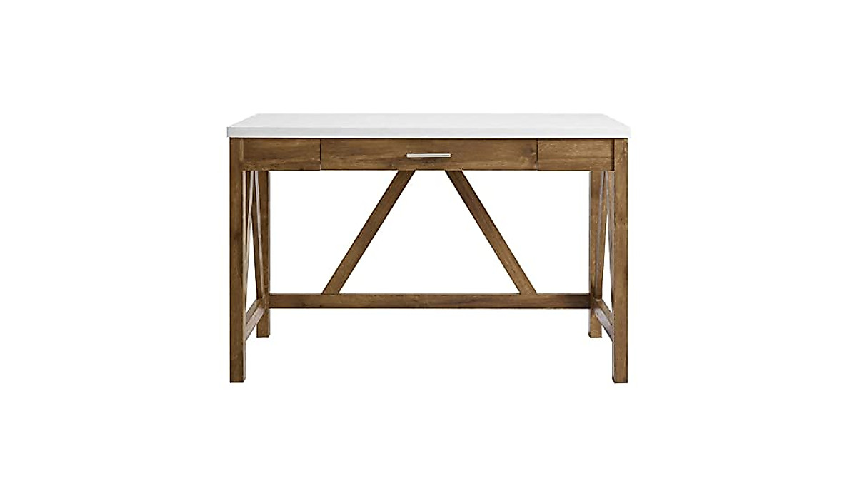 Walker Edison Rustic Farmhouse Desk - Small 46 Inch Computer Workstation