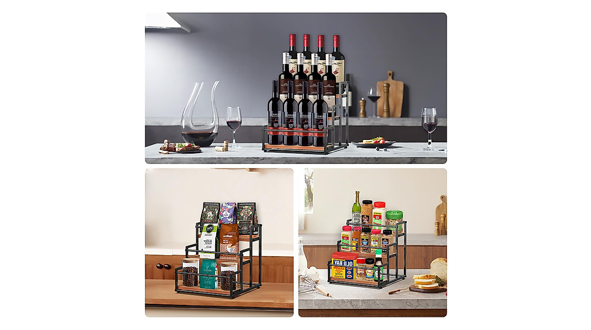 SHILFID Coffee Syrup Organizer Rack - 3-Tier Bottle Storage Stand
