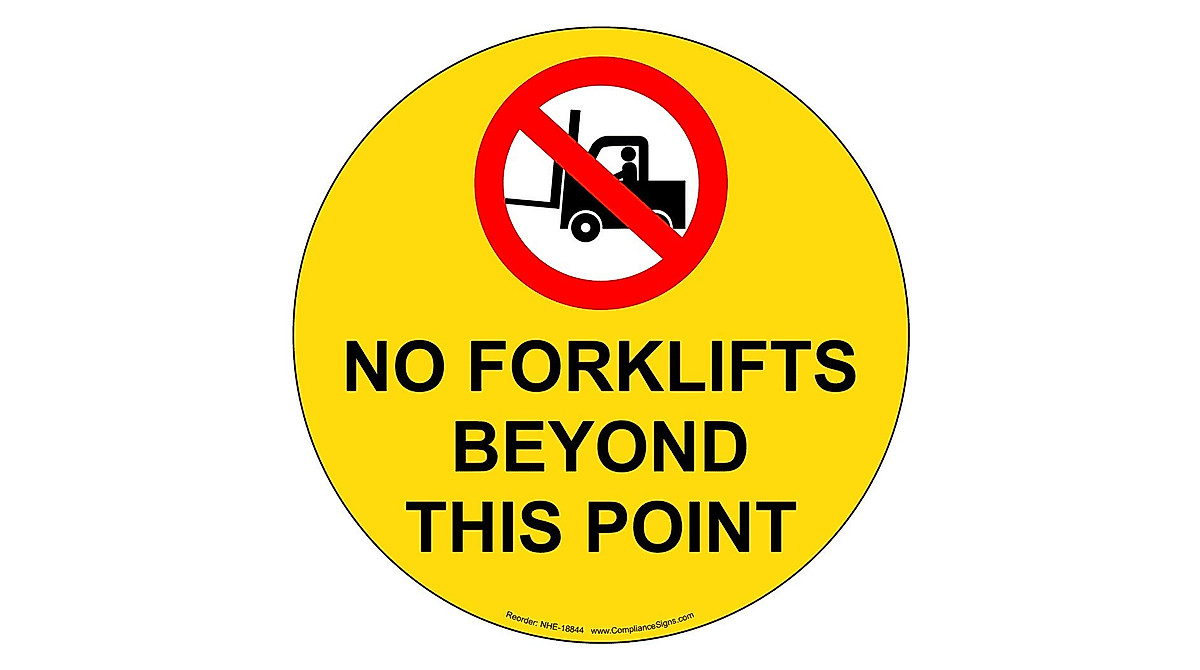 No Forklifts Beyond This Point Floor Label - ComplianceSigns