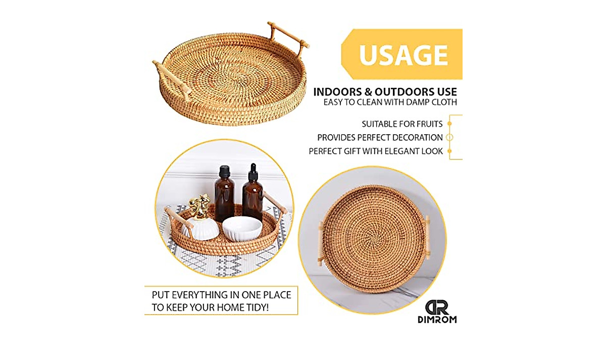 8.7-Inch Rattan Tray - Versatile Serving Solution