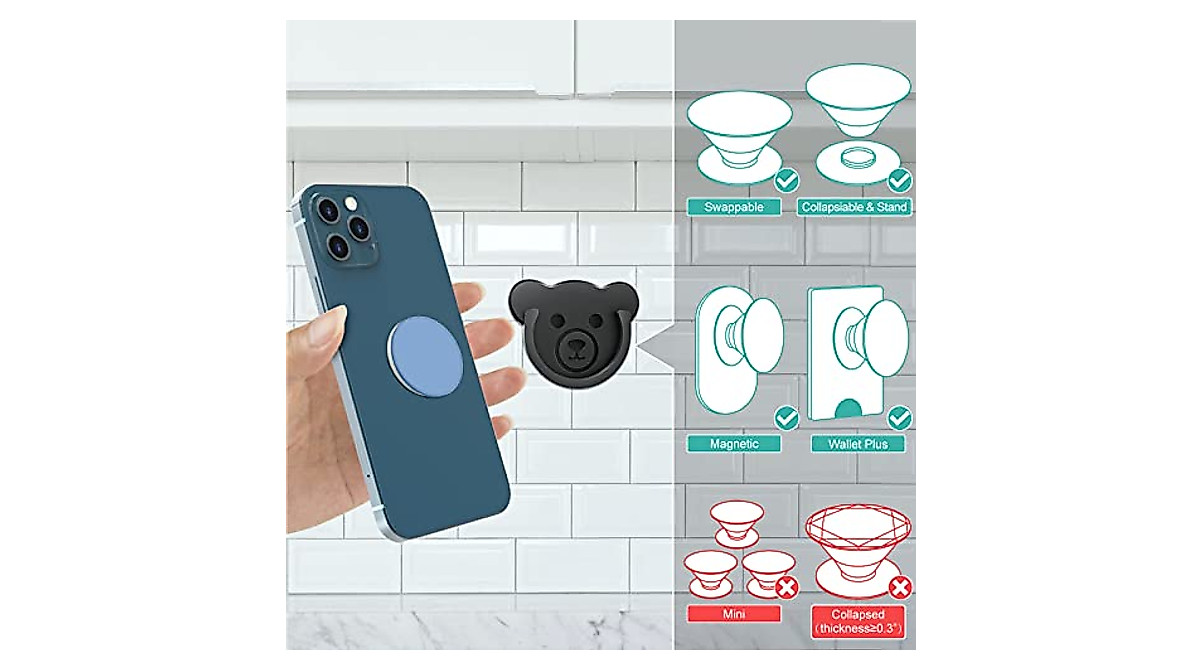 TOPGO Bear Socket Car Mount - 3-Pack Silicone Grip Stand