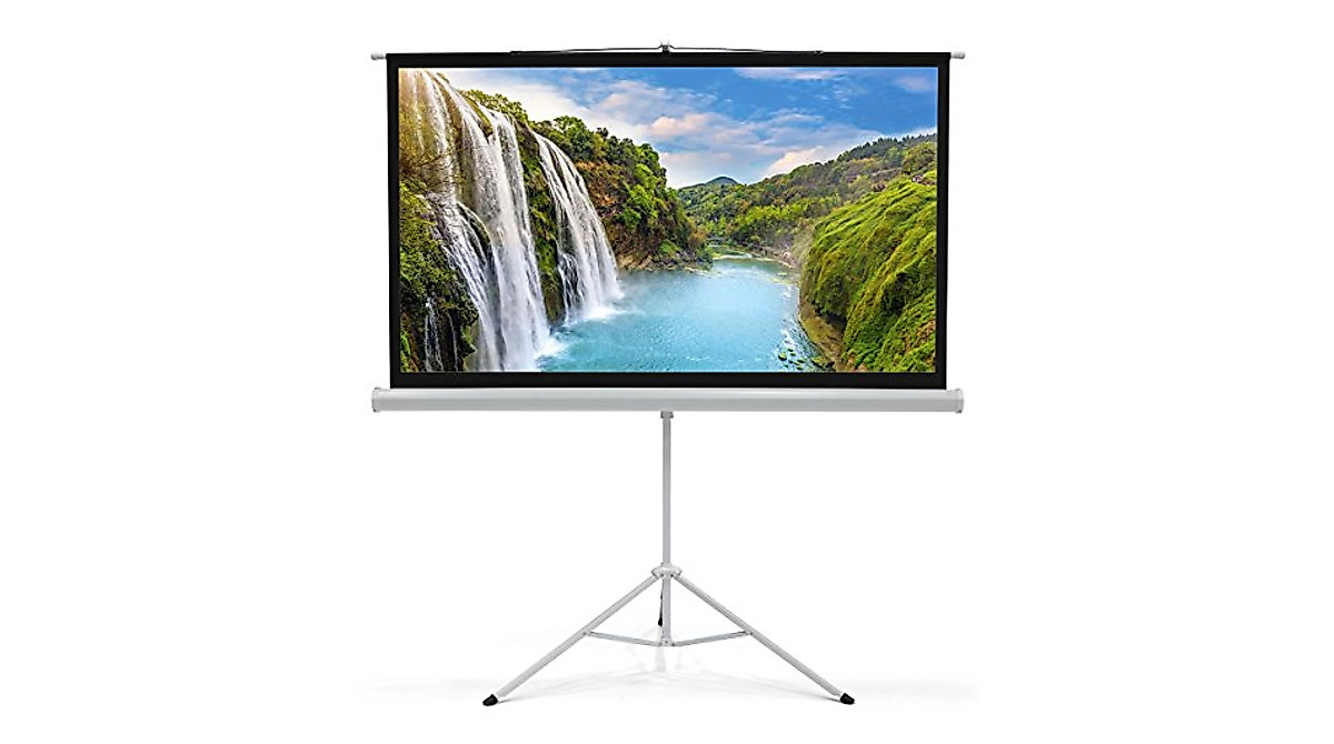 Displays2go 63 x 36 Inch Portable Projector Screen with Adjustable Tripod