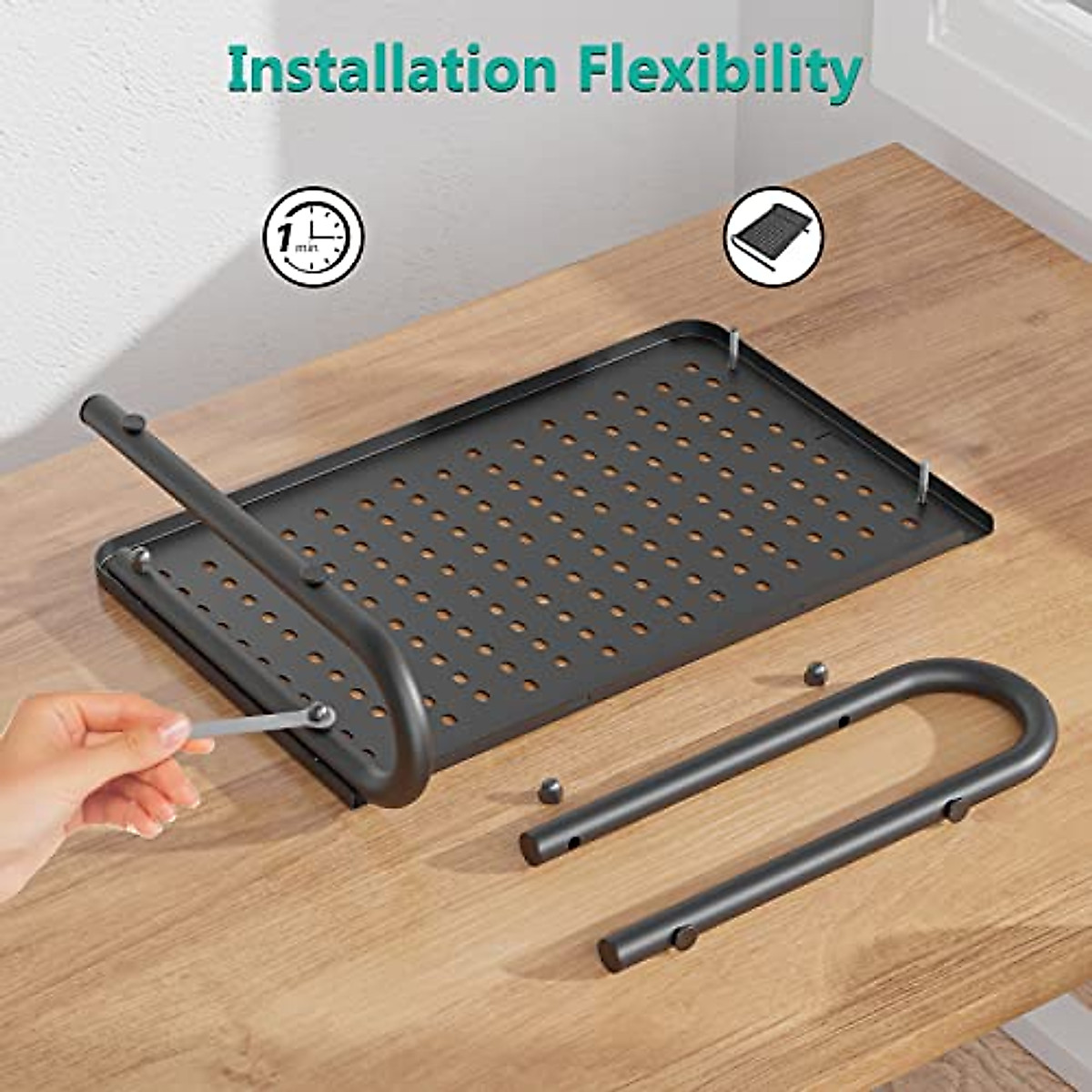 WALI Vented Metal Monitor Stand Riser - Ergonomic Desk Storage