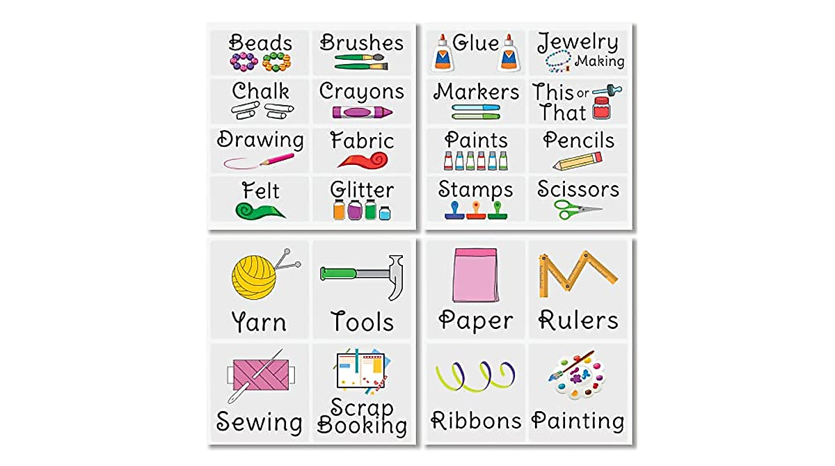 mDesign Home Organization Labels - Clear Repositionable Stickers