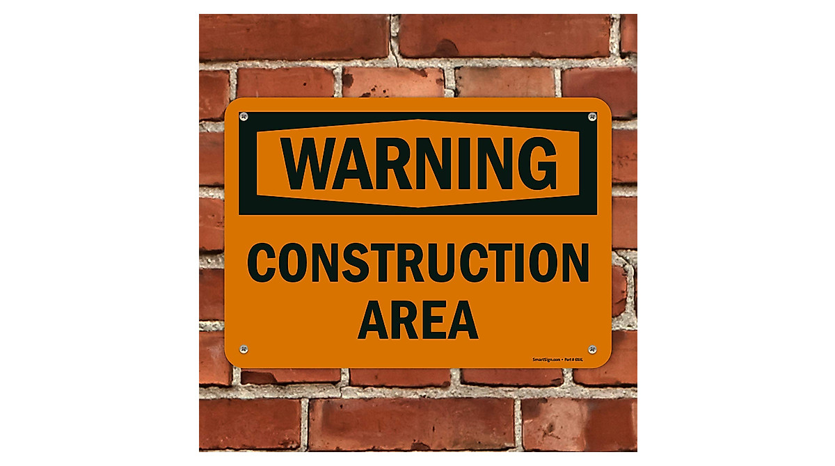 Warning Construction Sign 7x10 Plastic Durable Safety Sign