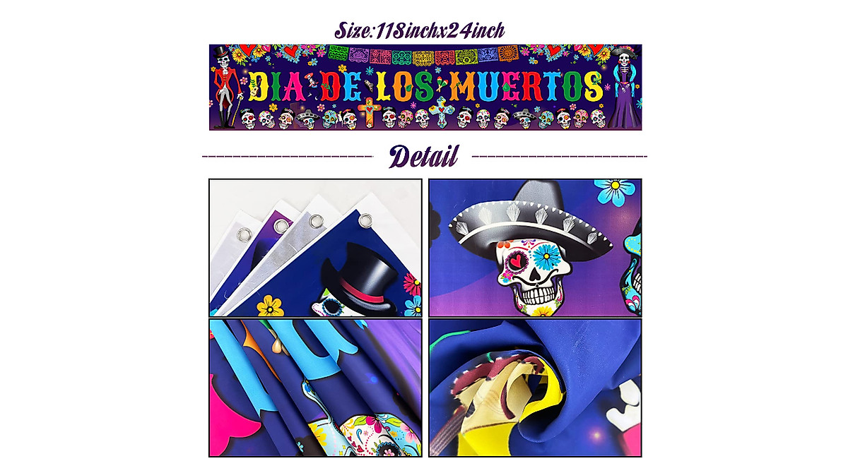 Dia De Los Muertos Banner - Mexican Party Decorations for Day of the Dead