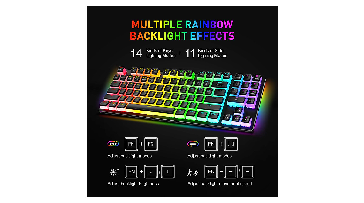 havit Mechanical Gaming Keyboard with RGB Lighting, PBT Pudding Keycaps ...