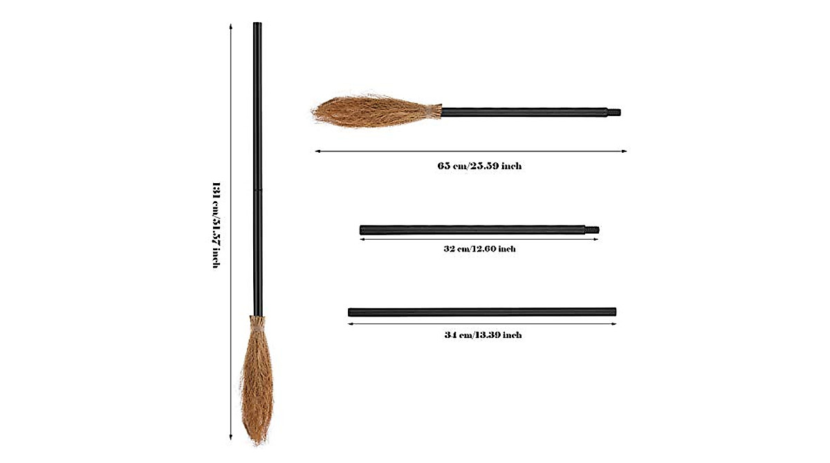 2-Piece Halloween Witch Broom Props for Costumes