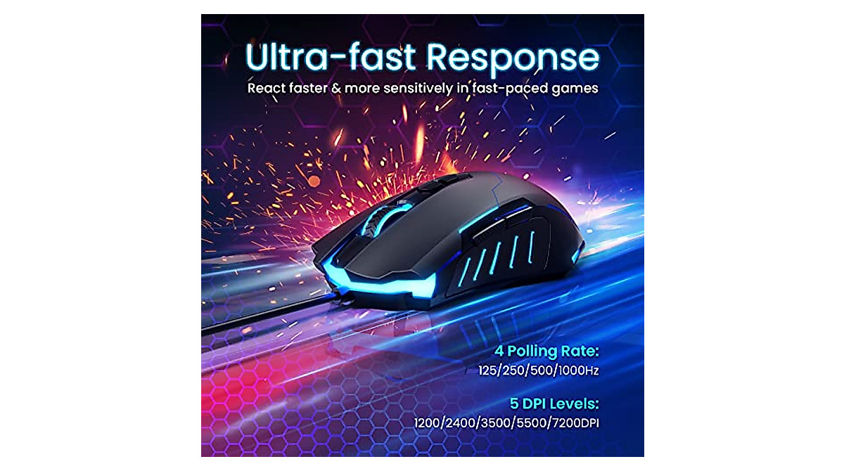 thumbnail image 2 of Gaming Mouse WEEMSBOX RGB - 7200 DPI, 7 Programmable Buttons, Ergonomic Design For PC/Mac Gamers (Breathing LED Effects) Ergonomic Mouse 2 of 13