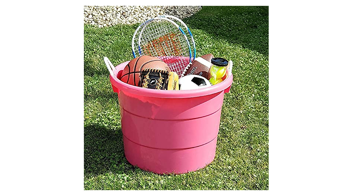 Homz 18-Gallon Pink Stackable Storage Buckets with Rope Handles