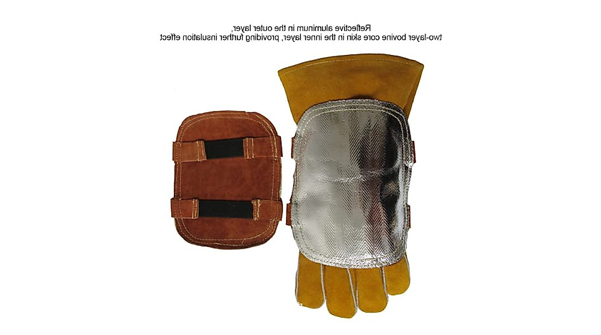 Hand Heat Shield, Welding Hand Pad, Heat Deflector, Heat Shield Split Cowhide Leather Aluminized Back Hand Pad for Industrial Boiler Cutting