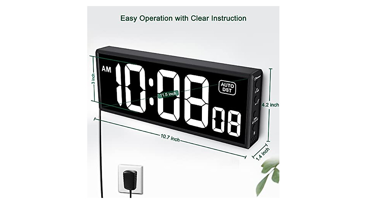 Soobest Digital Wall Clock - Large LED Display