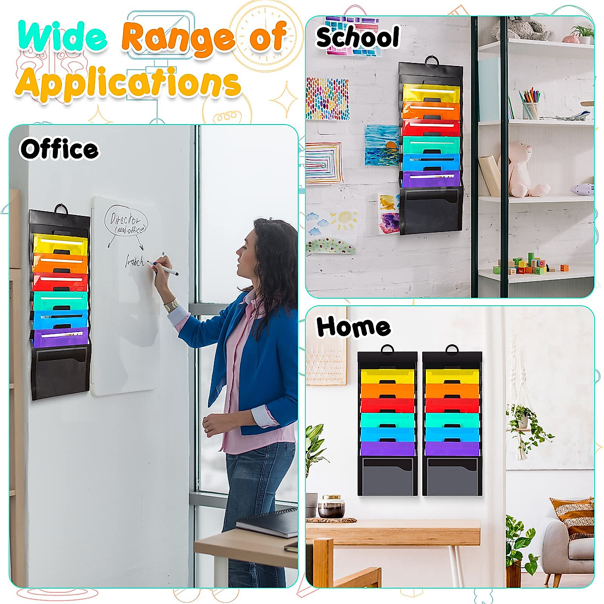 Yahenda Wall File Organizers: 9 Sets for Classroom & Home Storage