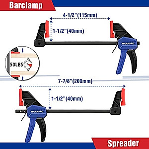 WORKPRO 16-Piece Nylon Spring Clamp Set – Assorted Sizes 3-3/8" To 6-1/2" – Blue, Easy-Grip Handles