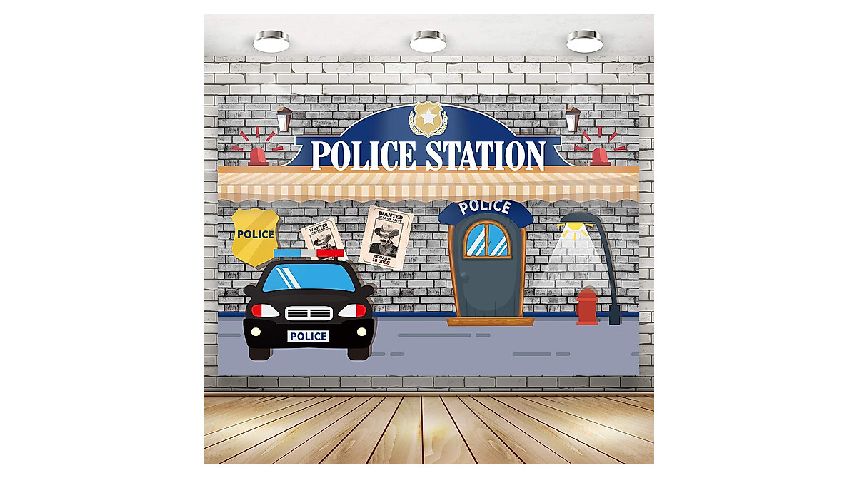 Police Birthday Backdrop 71x49 in | Baby Shower & Party Decor