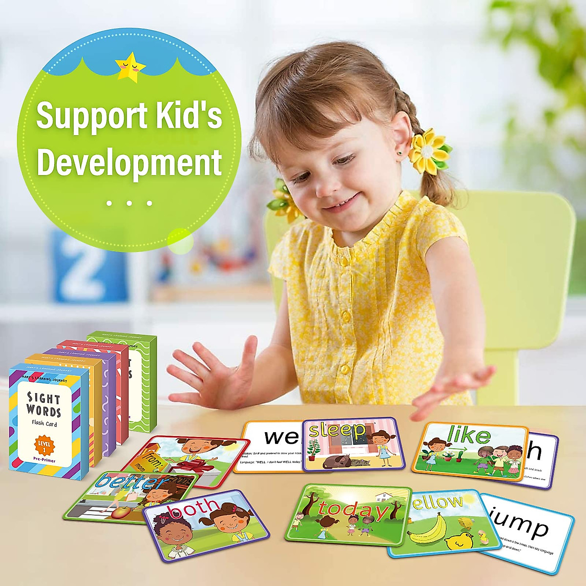 Shemira 220 Sight Words Flash Cards for Kids 4-9: Learn to Read!