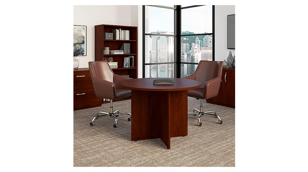 Bush Round Conference Table for 4 Users - 42W Hansen Cherry