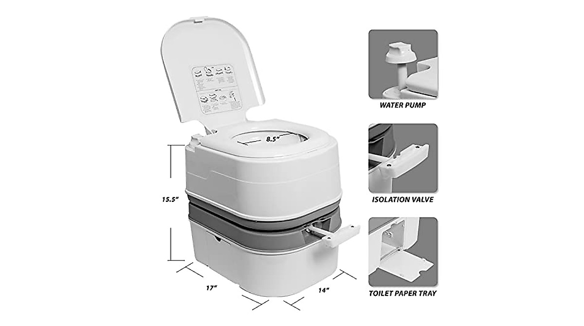 TPS Portable Toilet for Camping - Flushing & Splash-Free