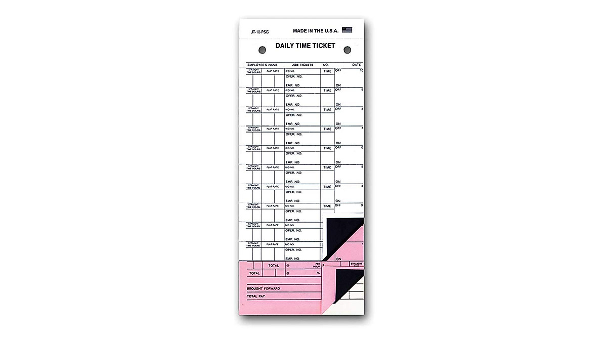 Daily Time and Job Ticket - 10 Labels per Sheet for Easy Posting