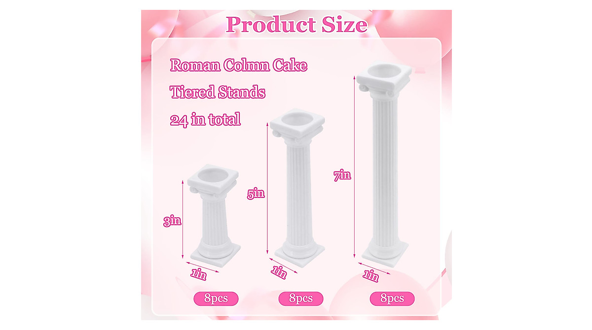 Hooshion 24 Pcs Roman Column Cake Stands Set
