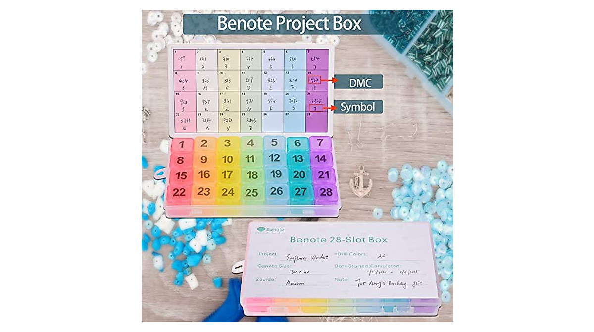 Benote Diamond Art Storage Containers with 28 Compartments
