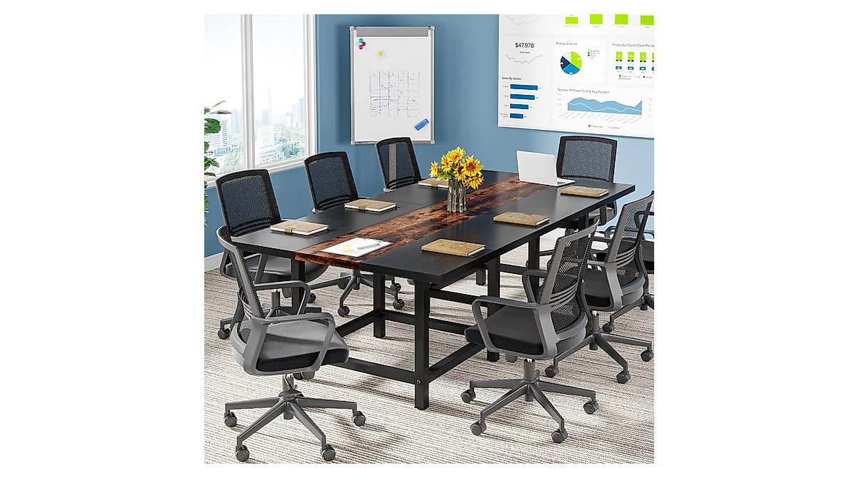 Tribesigns 6.5 Ft Rustic Conference Table - Flexible Design