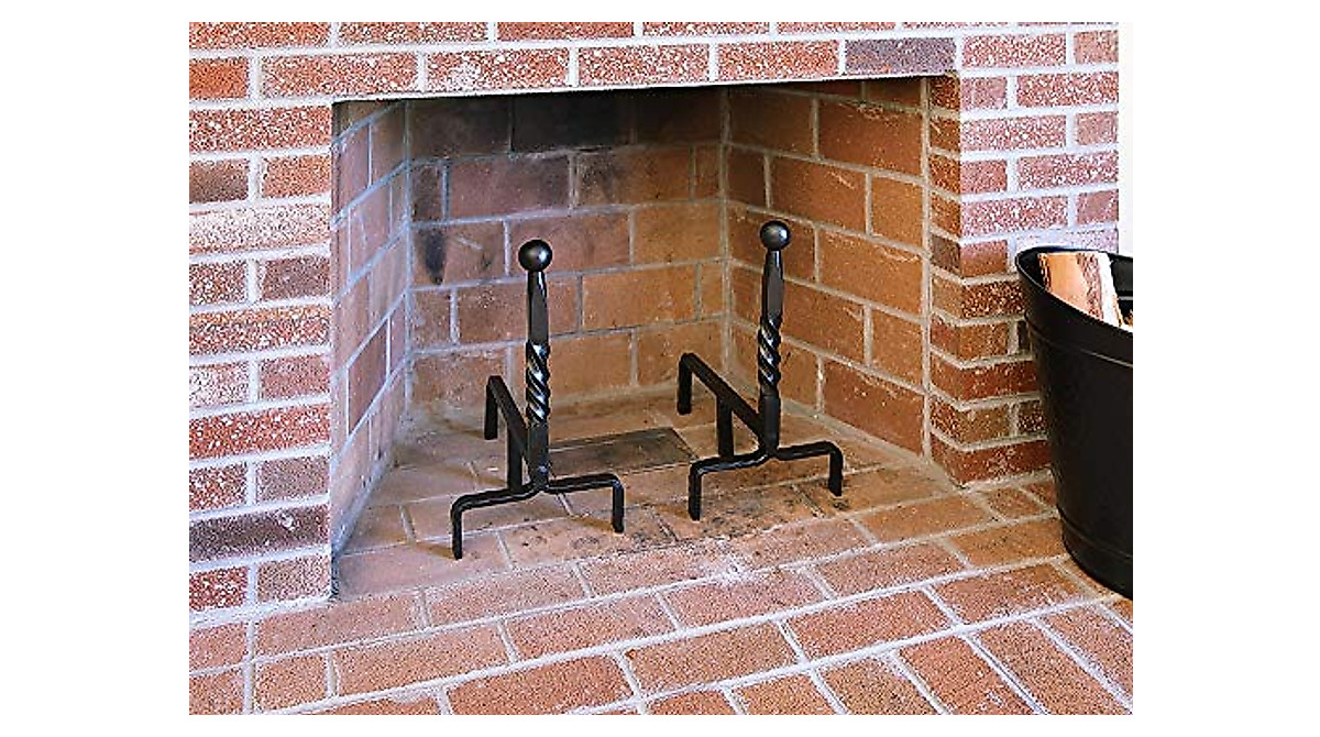 Elegant Black Wrought Iron Fireplace Andirons - Minuteman