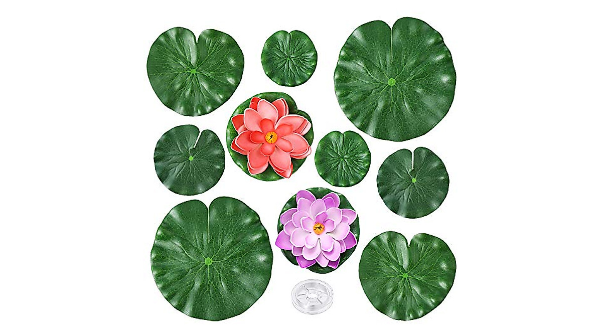 Auihiay 10-Piece Realistic Floating Water Lily Pads
