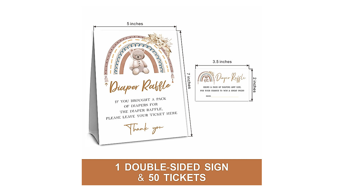 Boho Rainbow Diaper Raffle Tickets & Sign for Baby Shower
