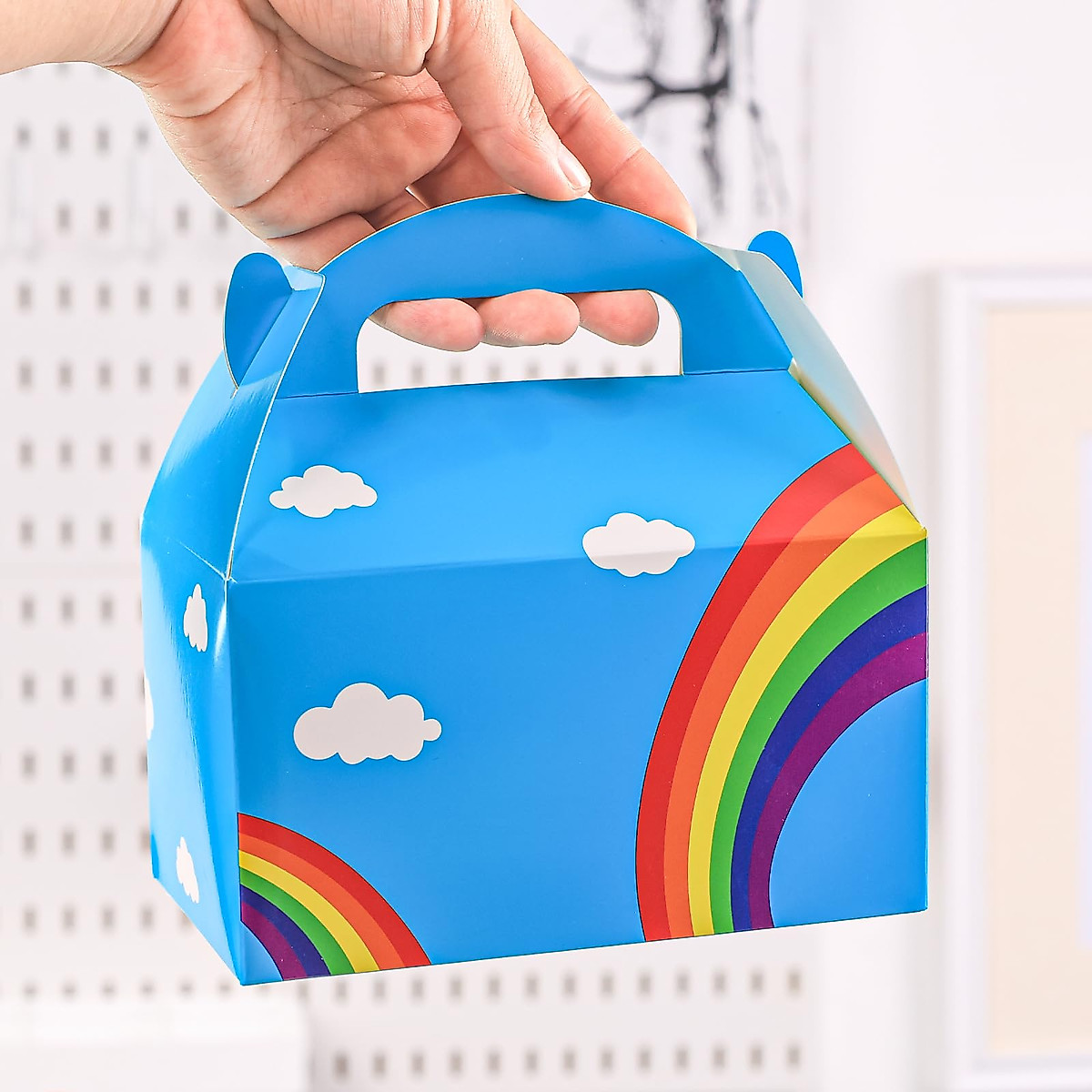 VGOODALL Rainbow Party Favor Boxes - 16PCS Bright Treat Boxes for Kids