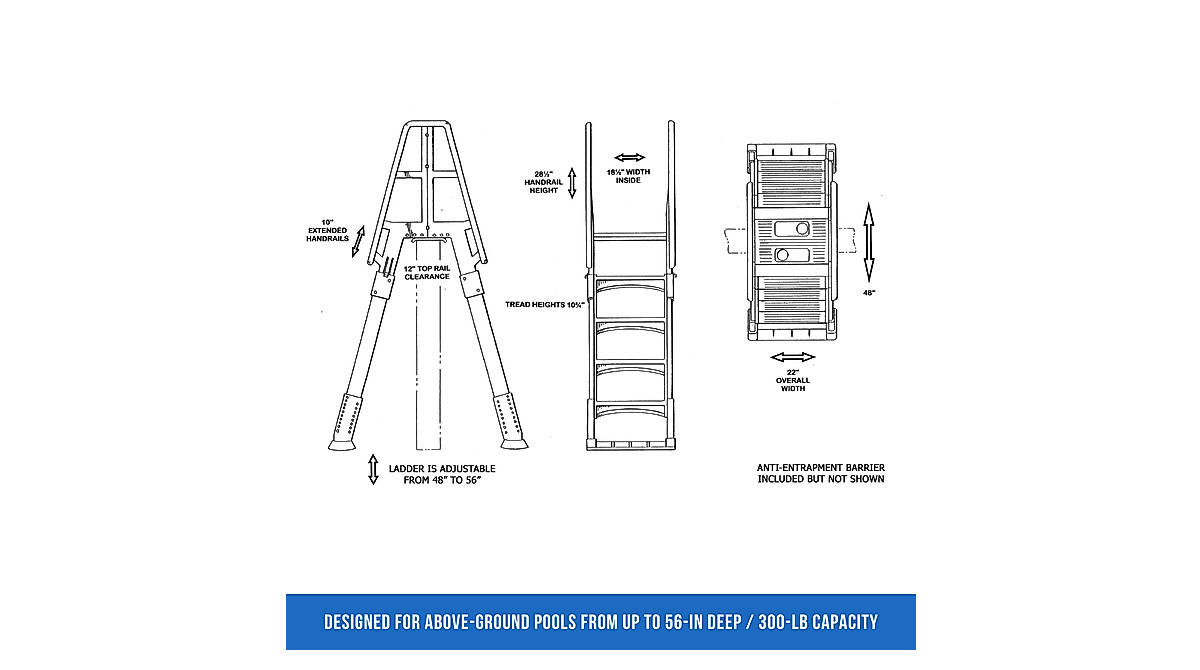 Blue Wave Premium A-Frame Pool Ladder for Safety & Stability