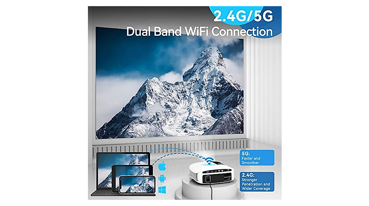 Toperson 5G WiFi Home Projector - 1080P & 4K Support