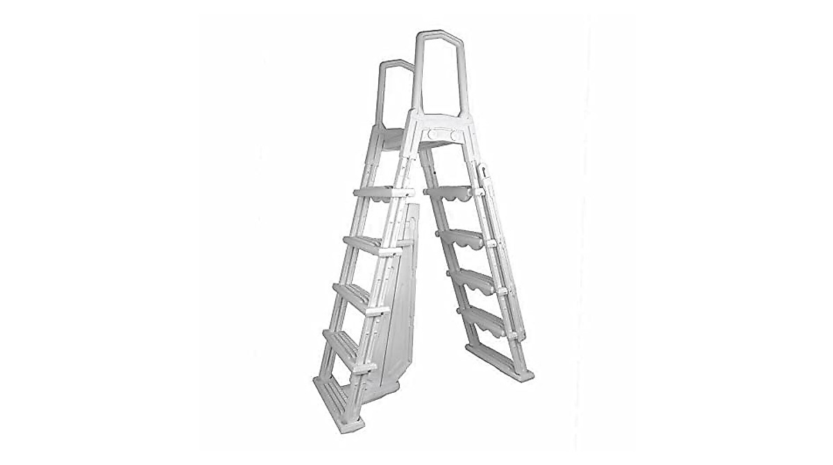 Aqua Select White Flip-Up A-Frame Pool Ladder for 48-54