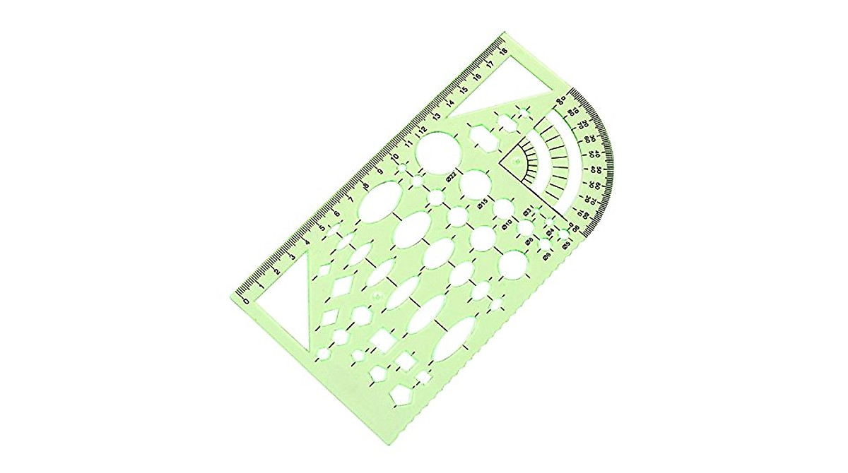 2PCS Green Geometric Rulers for Office and School Drawing Templates