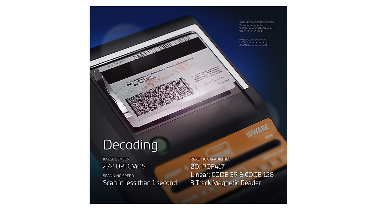 E-Seek M280 ID Scanner - Compact 2D Barcode & Flatbed Reader