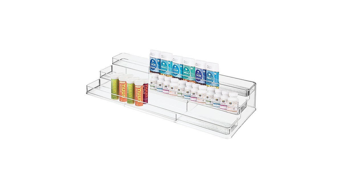 mDesign Expandable Plastic Vitamin & Organizer Rack | 3-Tier Storage