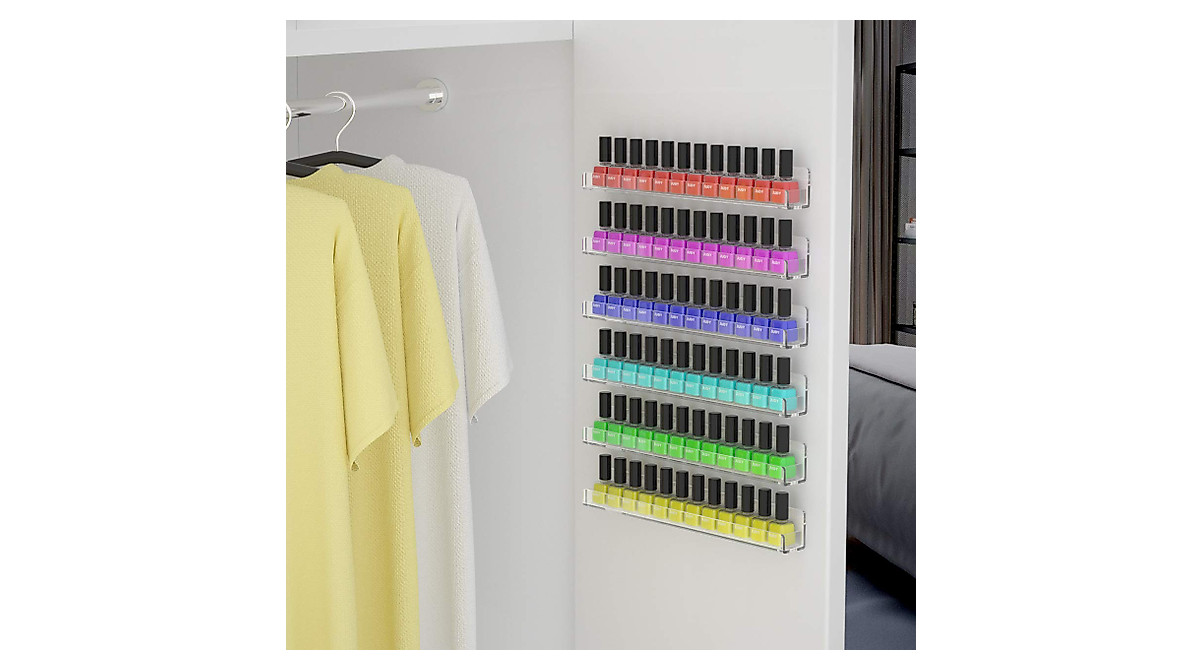 NIUBEE Acrylic Nail Polish Rack - 6 Tier Wall Mounted Shelf