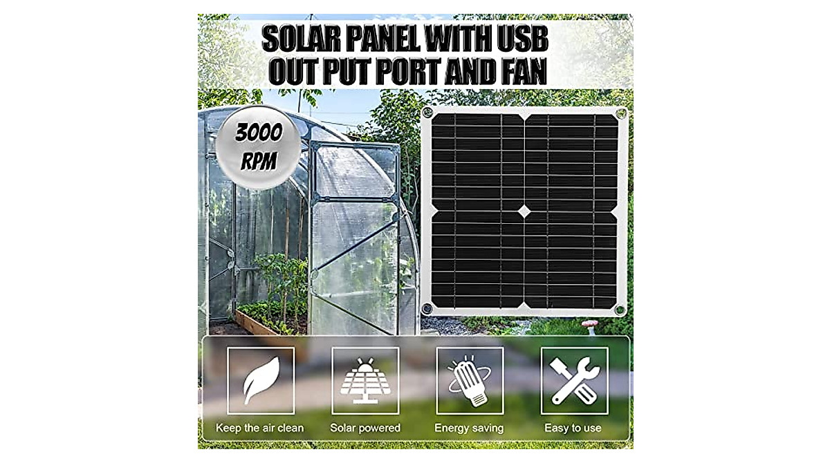 Efficient Solar Panel Powered Fan for Greenhouses & More