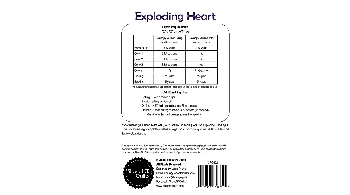Exploding Heart Quilt Pattern - Advanced Beginner Friendly | Slice of Pi