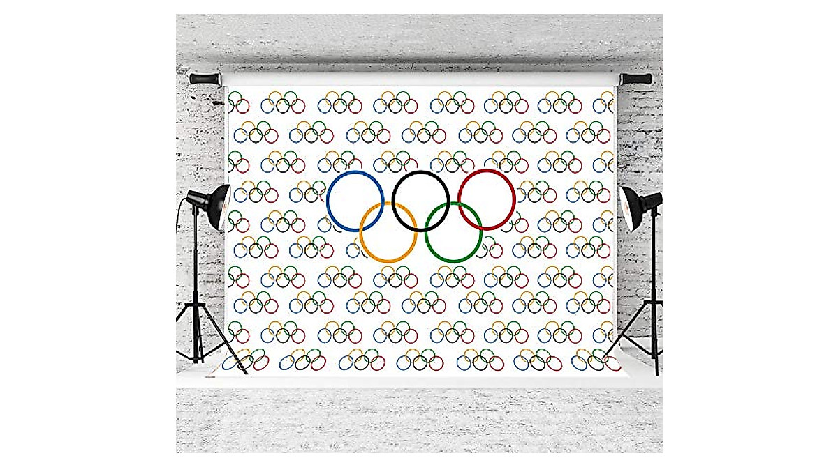 7x5ft Olympic Sports Backdrop with Multicolor Rings for Events & Photos